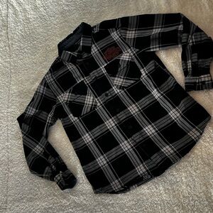 Harley-Davidson Black and White Checkered Plaid Shirt button down size large